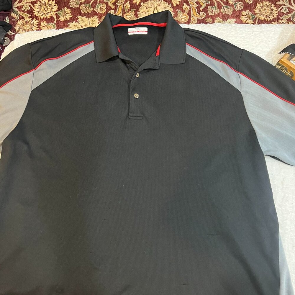Black golf shirt with Red & Gray accents 3XLT